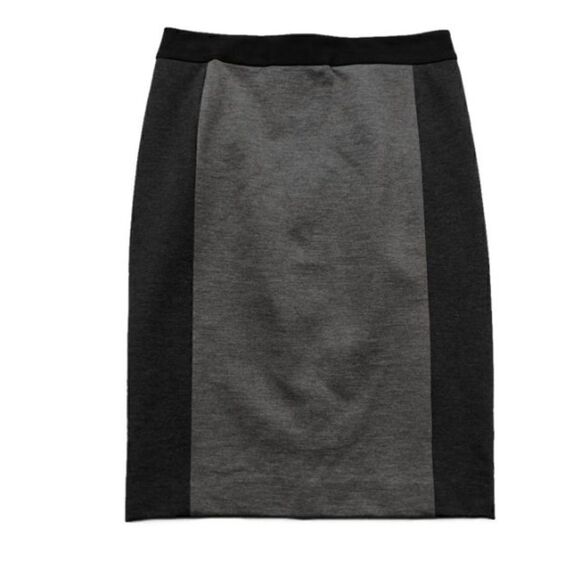 Ann Taylor Black Gray Color Block Ponte Knit Pencil Skirt Size 4 NWOT - Picture 3 of 6